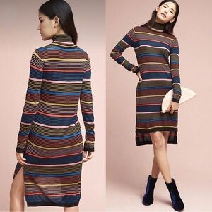 Maison Scotch & Soda Knitted Lurex Dress Midi Striped Size XS Anthropologie